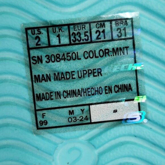 Skechers Foamies Mint Perforated Slip-On Shoes kids Lightweight size 2 - Picture 4 of 15